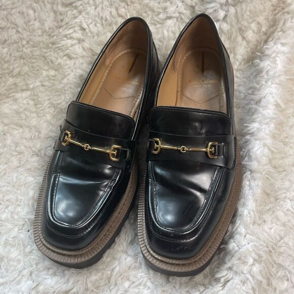 Sam Edelman Laurs Black Leather Platform Loafers Chunky Heel Horsebit SZ… - Picture 3 of 14